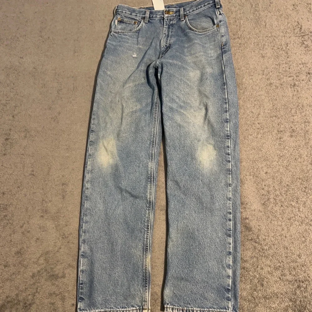 Vintage Carhartt Flannel Lined Relaxed Fit Jeans Mens Size 33x34 Plaid Workwear